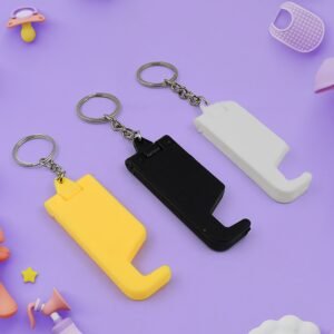 2 In 1 Plastic Keychain With Mobile Stand / Phone Holder (1 Pc / Multicolor)
