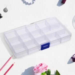 15 Grids Jewelry Organizer Plastic Jewelry Organizer Box Clear Jewelry Organizer Box Plastic Bead Organizers With Adjustable Dividers For Herbs Pills Bead, Jewelry, And Other Small Item (1 Pc)