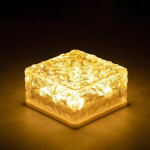 Solar Ice Cube Shaped Garden Light, Ice Cube Shaped Garden Warm Light Outdoor Solar Garden Decorative Lights For Walkway Pathway Backyard Christmas Decoration Parties
