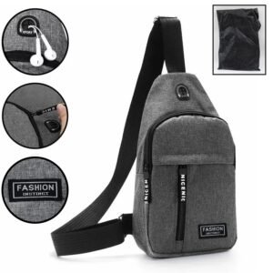 Waterproof Waist Bag, Shoulder Bags Usb Charging Earphone Hook Sling Travel Bag (1 Pc)