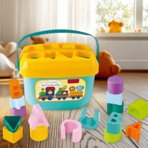 Baby First Block Set For Kids Non-Toxic Abcd Geometric Shape Sorting & Stacking Toy (1 Set)