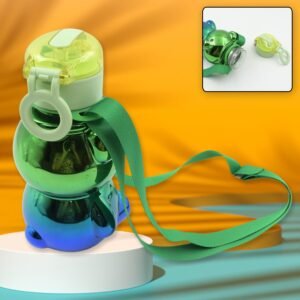 Cute Plastic Water Bottle, With Adjustable Shoulder Strap And Stickers, Portable Drinking Cup Water Bottle For Kids | Water Bottle | Return Gift For Kids | Water Bottle With Straw | School Water Bottle (1 Pc)