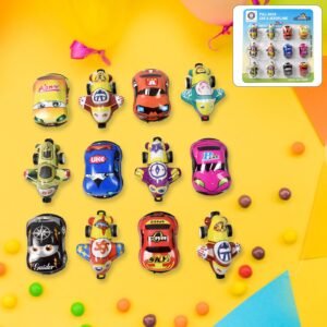 Mini Pull Back Car & Aeroplane Pvc Plastic Pull Back Car Cartoon Toys (12 Pcs Set)
