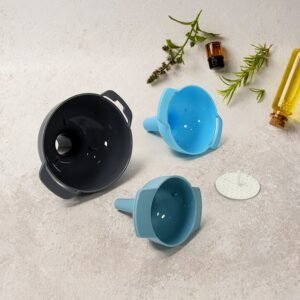3 In 1 Kitchen Funnel Set Of 3, Funnel For Filling Bottle, Small Canning Funnel With Handle, Food Grade Plastic Funnel With Detachable Strainer Filter For Liquid, Dry Ingredients, And Powder