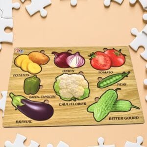Wooden Vegetable Puzzle Learning Educational Board (1 Set / 28—20 Cm)