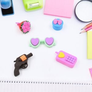 Mix Design 1 Set Fancy & Stylish Colorful Erasers For Children Different Designs & Mix, Eraser Set For Return Gift, Birthday Party, School Prize (1 Set)