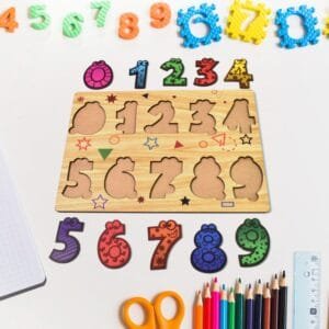 Wooden Number Puzzle Learning Educational Board (1 Set / 28—20 Cm)