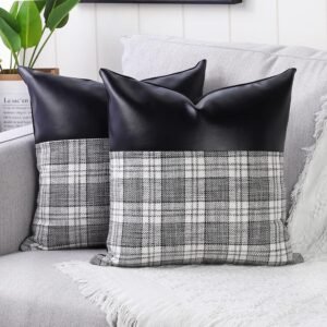 Pillow Covers Cushion Cases Soft Leather And Cotton (23 Ã— 22 Inch / 1 Pair / 2 Pc)