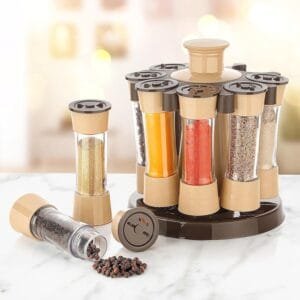 360 Revolving Spice Rack For Kitchen And Dining Table, 8 Spice Jars