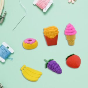3d Food Fancy & Stylish Colorful Erasers, Mini Eraser Creative Cute Novelty Eraser For Children Different Designs Eraser Set For Return Gift, Birthday Party, School Prize (1 Set / Mix Design & Color)
