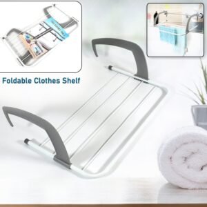 Metal Steel Folding Drying Rack For Clothes Balcony Laundry Hanger For Small Clothes Drying Hanger Metal Clothes Drying Stand, Socks And Plant Storage Holder Outdoor / Indoor Clothes-Towel Drying Rack Hanging On The Door Bathroom