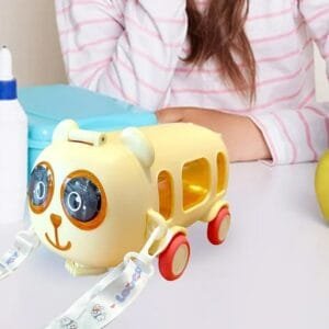 Bus Shape Water Bottle For Kids With Strap (500 Ml Approx / Mix Color / 1 Pc)
