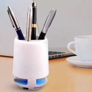 Multifunctional 4 Compartment Pen Holder With Bluetooth Speaker 5 W Bluetooth Speaker Laptop / Desk Speaker / Table Lamp / Night Lamp Smart Color Changing Pen Stand Wireless Bluetooth Speaker