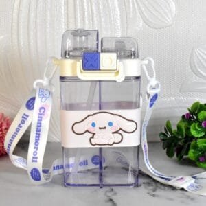 2in1 Dual Compartment Water Bottle With Straw And Adjustable Shoulder Straps (1 Pc / Multi Color)