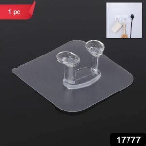 Transparent Self Adhesive Hook Seamless Drill Free Removable Wall Mounted Hanger As Toothbrush Holder Power Plug Socket Holder Waterproof And Oil Proof (1 Pc)