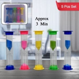 Sand Timer Plastic Hourglass, Sand Glass Toy Sand Clock For Kitchen, Office, School And Brushing Teeth For Bathroom Timer Clock Children Hourglass Sand Glass Toothbrush Household Sand Clock (3 Min Approx / 5 Pc)