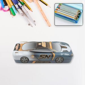 Car Shape Metal Compass Box, Pencil Case For Kids Stationery Compass Box, Stationery Gift For School Kids Compass, Pencil Box, Birthday Return Gift For Kids (1 Pc)