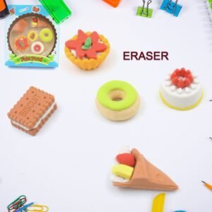 3d Fast Food Fancy & Stylish Colorful Erasers, Mini Eraser Creative Cute Novelty Eraser For Children Different Designs Eraser Set For Return Gift, Birthday Party, School Prize, Fast Food Set Eraser ( 5 Pc Set )