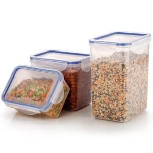 Rectangle Food Storage Containers: Airtight, Leak-Proof Lids (3-Pack, Clear Abs)