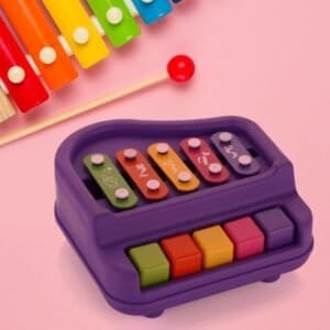 2 In 1 Baby Piano Xylophone Toy For Toddlers, 5 Multicolored Key Keyboard Xylophone Piano, Preschool Educational Musical Learning Instruments Toy For Baby Kids Girls Boys 3+ Yearsâ(1 Pc)