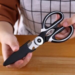 3 In1 Multi-Function Kitchen Household For Vegetables, Fruit, Cheese & Meat Slices With Bottle Opener Stainless Steel Sea Food Scissor (1 Pc )