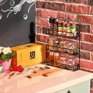 Big Wall Mounted Iron Wall Shelf With 3 Storage Racks For Kitchen, Pantry, Cabinet, Counter Top Or Free Standing, Rack Holder For Kitchen