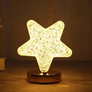 Star Shape Crystal Diamond Lamp Cordless Luxury Lamp With Usb Rechargeable, 3-Way Dimmable & Touch Control Decorative Nightstand Lamp For Bedroom, Living Room, Party, Restaurant Decor (1 Pc )