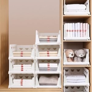 4 Layer Stackable Multifunctional Storage,For Clothes Foldable Drawer Shelf Basket Utility Cart Rack Storage Organizer Cart For Kitchen, Pantry Closet, Bedroom, Bathroom, Laundry (4 Layer 1 Pc)