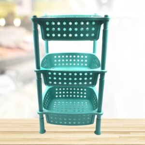 3 Layer Round Kitchen Trolley Basket ( Moq :- 6 Pc)