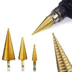 -3x Large Hss Steel Step Cone Drill Titanium Bit Set Hole Cutter (4-32, 4-20, 4-12mm)
