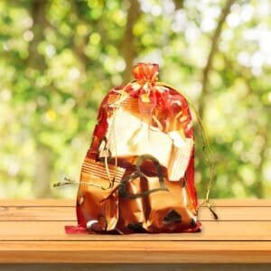 Net Fabric Drawstring Pouch For Dry Fruits Packing, Organza Shagun Potli Baba (Mix Size & Design)