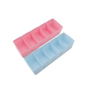 5 Compartments Socks / Handkerchief / Underwear Storage Box Socks Drawer Closet Organizer Storage Boxes (Pack Of 2)