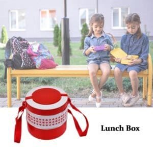 2layer Adjustable Insulated Tiffin Set Of 1, Blue 3 Containers Lunch Box